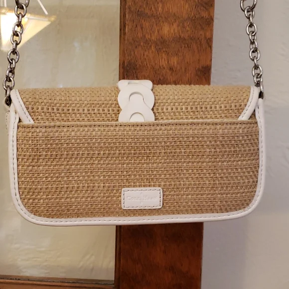 Cole Haan Summer Straw Crossbody w Cream Trim - Picture 6 of 7
